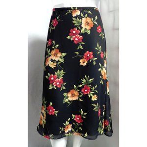 NWT STUDIO by LIZ CLAIBORNE  BLACK FLORAL HIGH-LOW CASUAL CAREER SKIRT SIZE:4